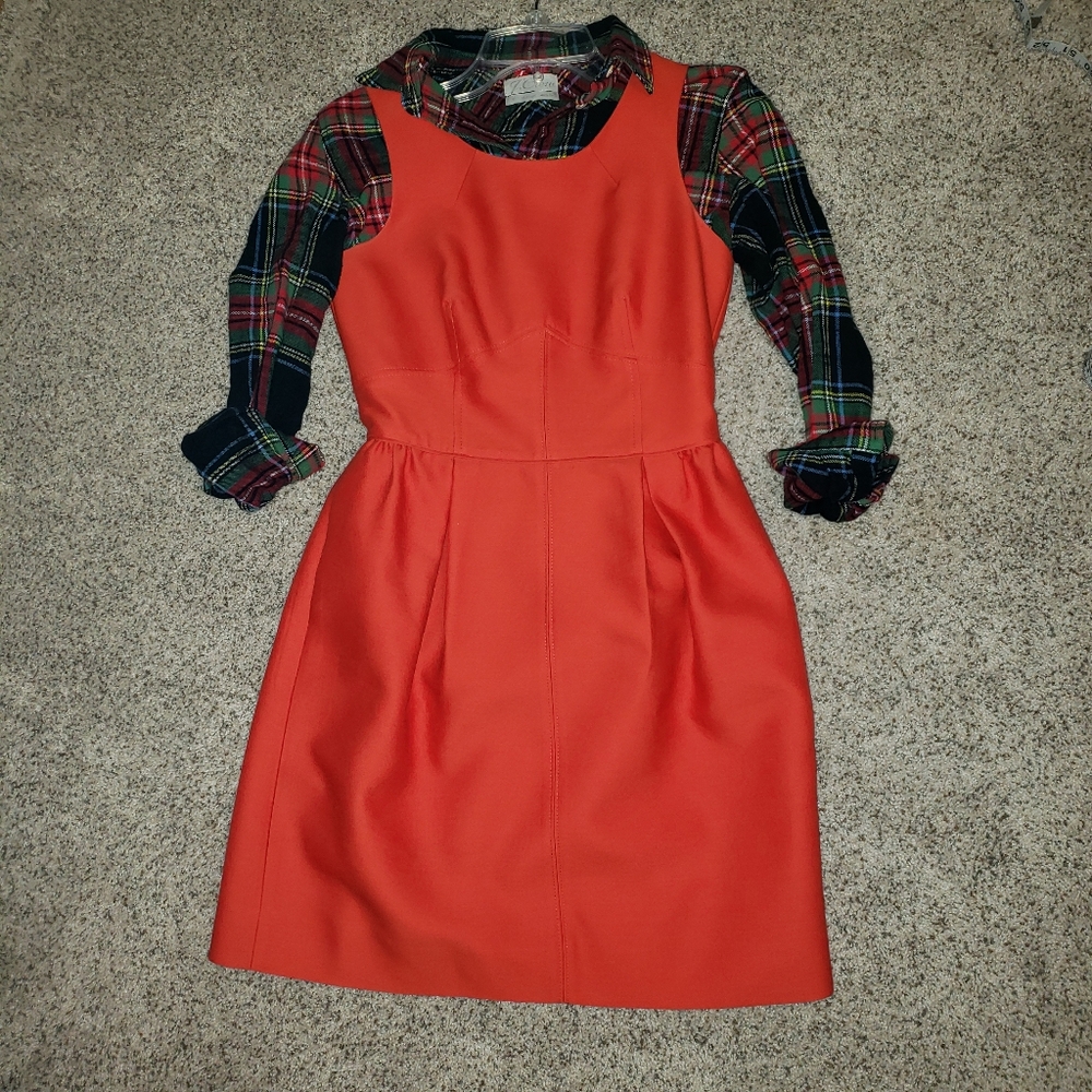 J.Crew Allie dress - Poppy Red silk wool blend sleeveless dress - Picture 4 of 6